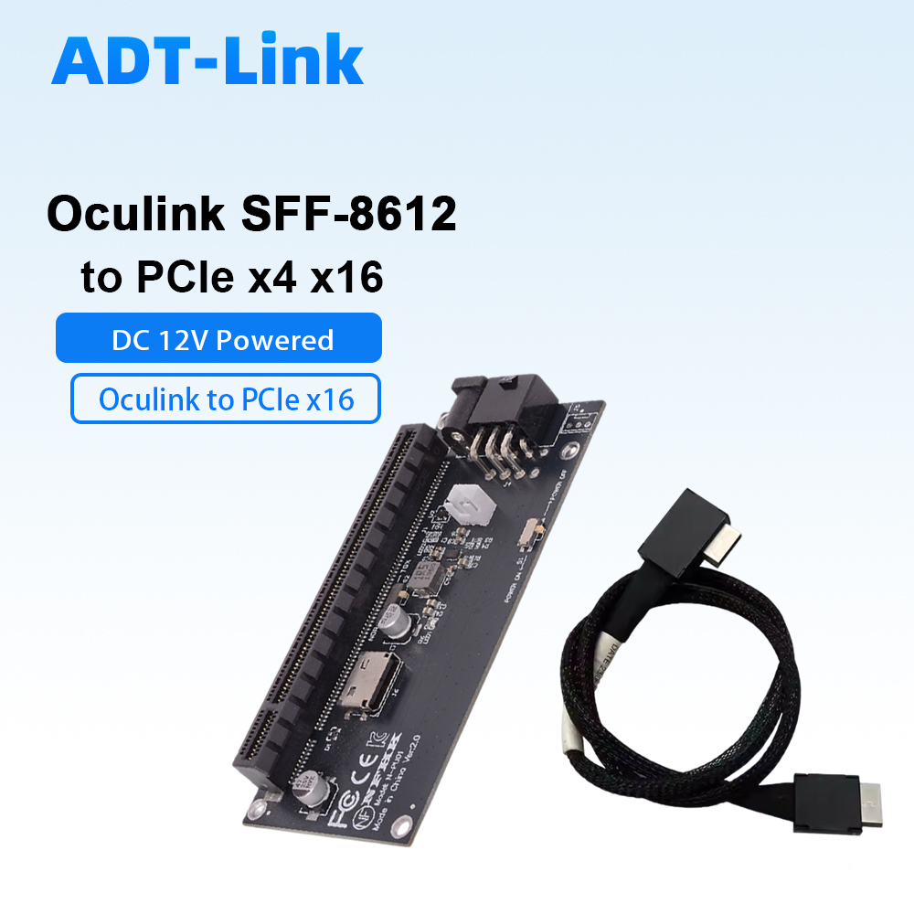 Pcie 4.0 X16 Riser Cable 90 Degree - Oculink SFF-8612 - PCIe X4 X16