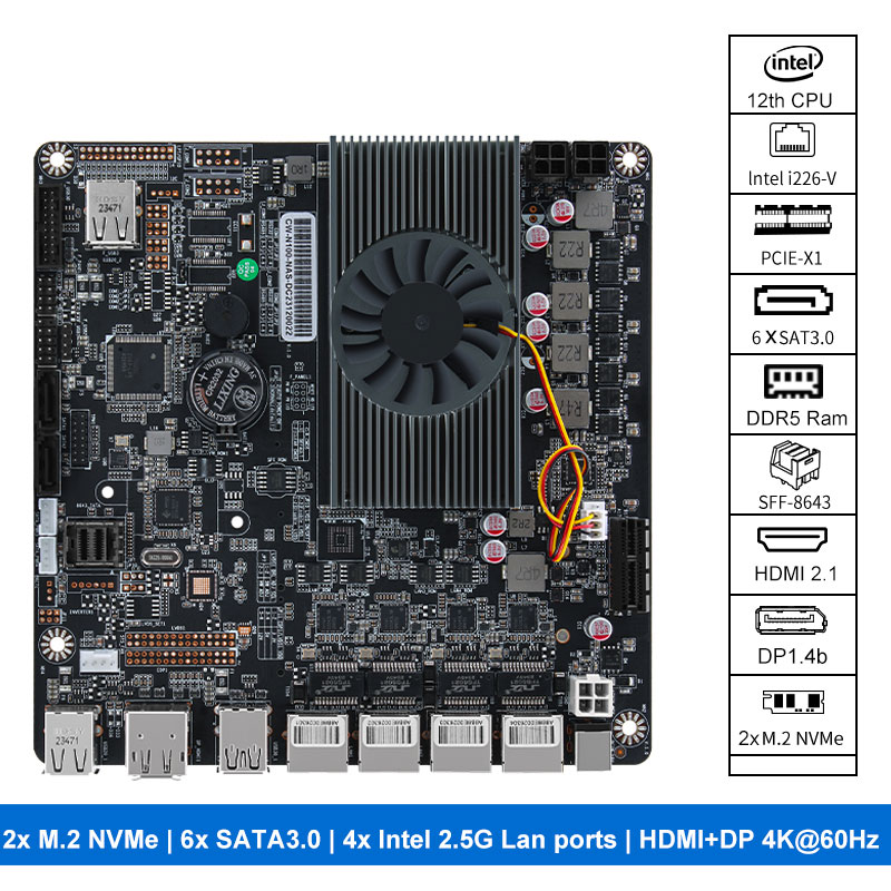 Nas Motherboard N100 6 Sata - N100 Nas Anakart 2xm.2 Nvme 4x