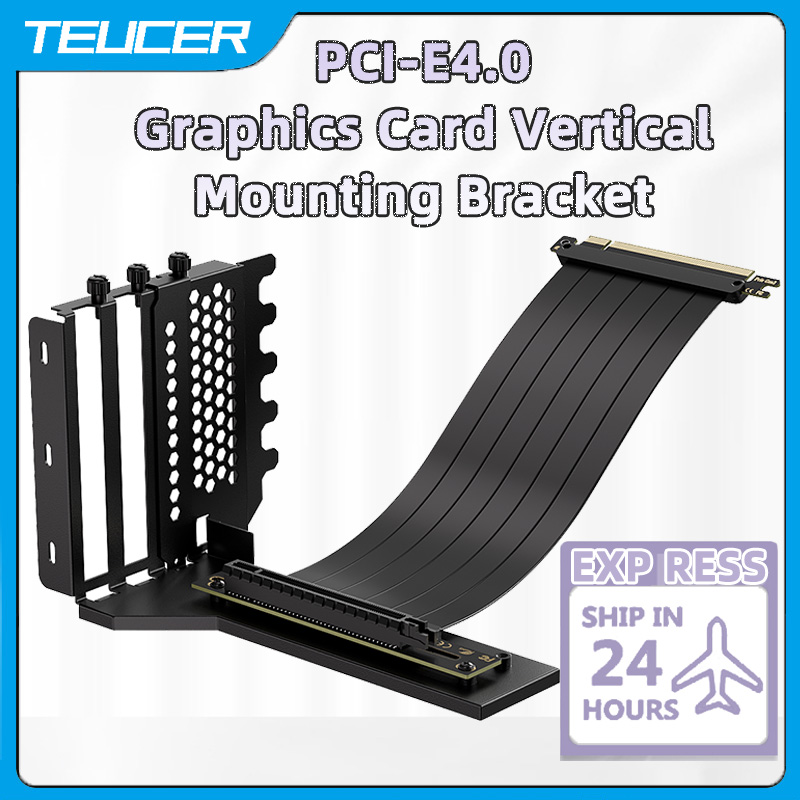 Pcie 4.0 X16 Riser Cable 90 Degree - TEUCER Dikey GPU Montaj Braketi Grafik