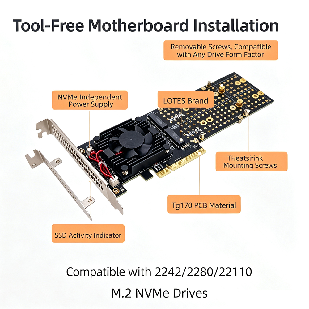 PCIe 3.0 X8 4 Yuvalı M.2 NVMe  - Quad M.2 Nvme Pcie Bifurcation Card incelemesi ve fiyatı